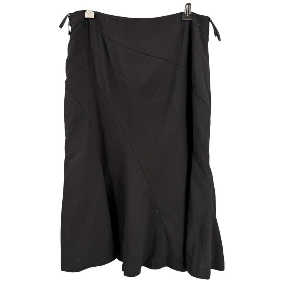 Escada 100% Wool Flutter Hem Pencil Skirt Black Size 40 US 10